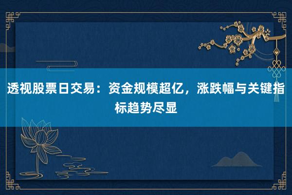 透视股票日交易：资金规模超亿，涨跌幅与关键指标趋势尽显