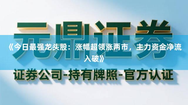 《今日最强龙头股：涨幅超领涨两市，主力资金净流入破》