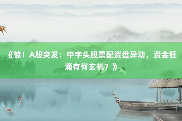 《惊！A股突发：中字头股票配资盘异动，资金狂涌有何玄机？》