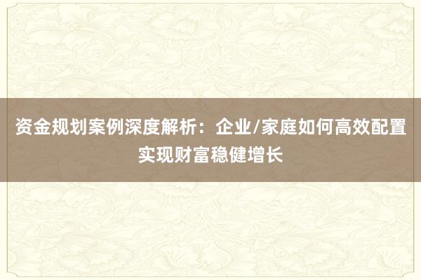 资金规划案例深度解析：企业/家庭如何高效配置实现财富稳健增长