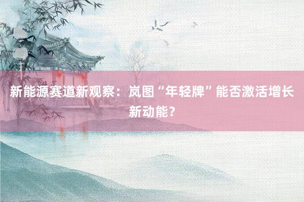 新能源赛道新观察:岚图“年轻牌”能否激活增长新动能?