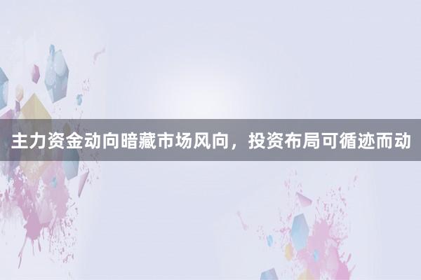 主力资金动向暗藏市场风向,投资布局可循迹而动