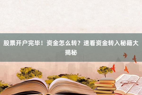 股票开户完毕！资金怎么转？速看资金转入秘籍大揭秘