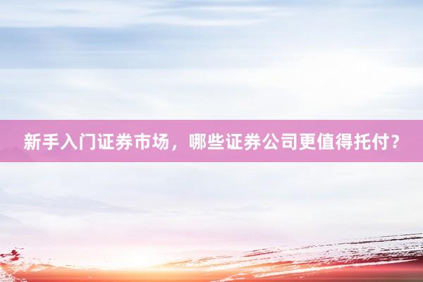 新手入门证券市场，哪些证券公司更值得托付？
