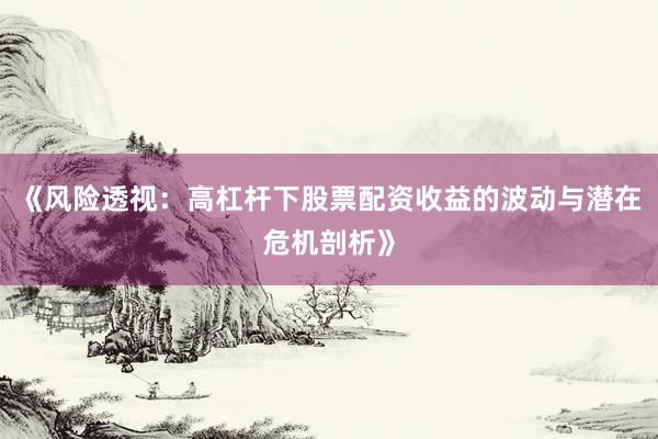 《风险透视：高杠杆下股票配资收益的波动与潜在危机剖析》